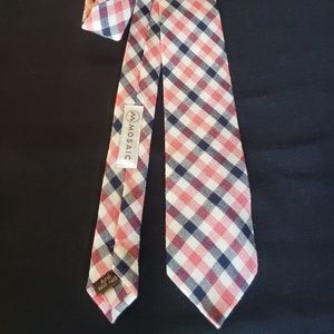 MOSAIC Necktie Blue & Pink Plaid Tie NEW